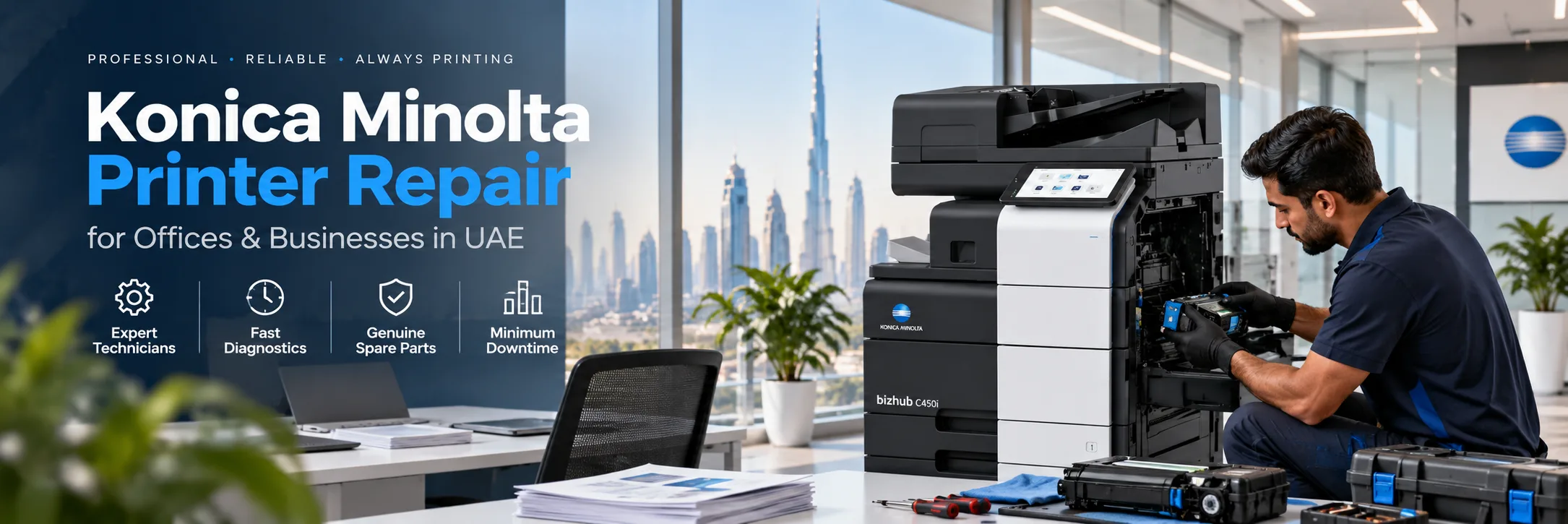 Konica Minolta printer repair service for offices and businesses in UAE